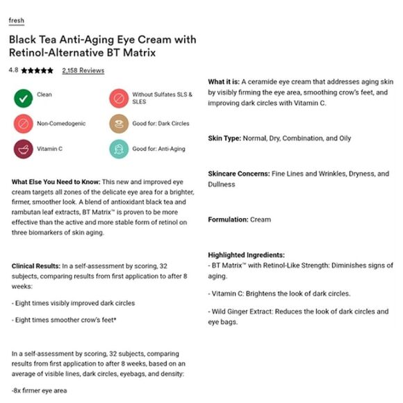 FRESH Black Tea Advanced Age Renewal Anti-Aging Eye Cream - Picture 7 of 8